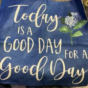 Blue pillow cover with Inspirational Quote